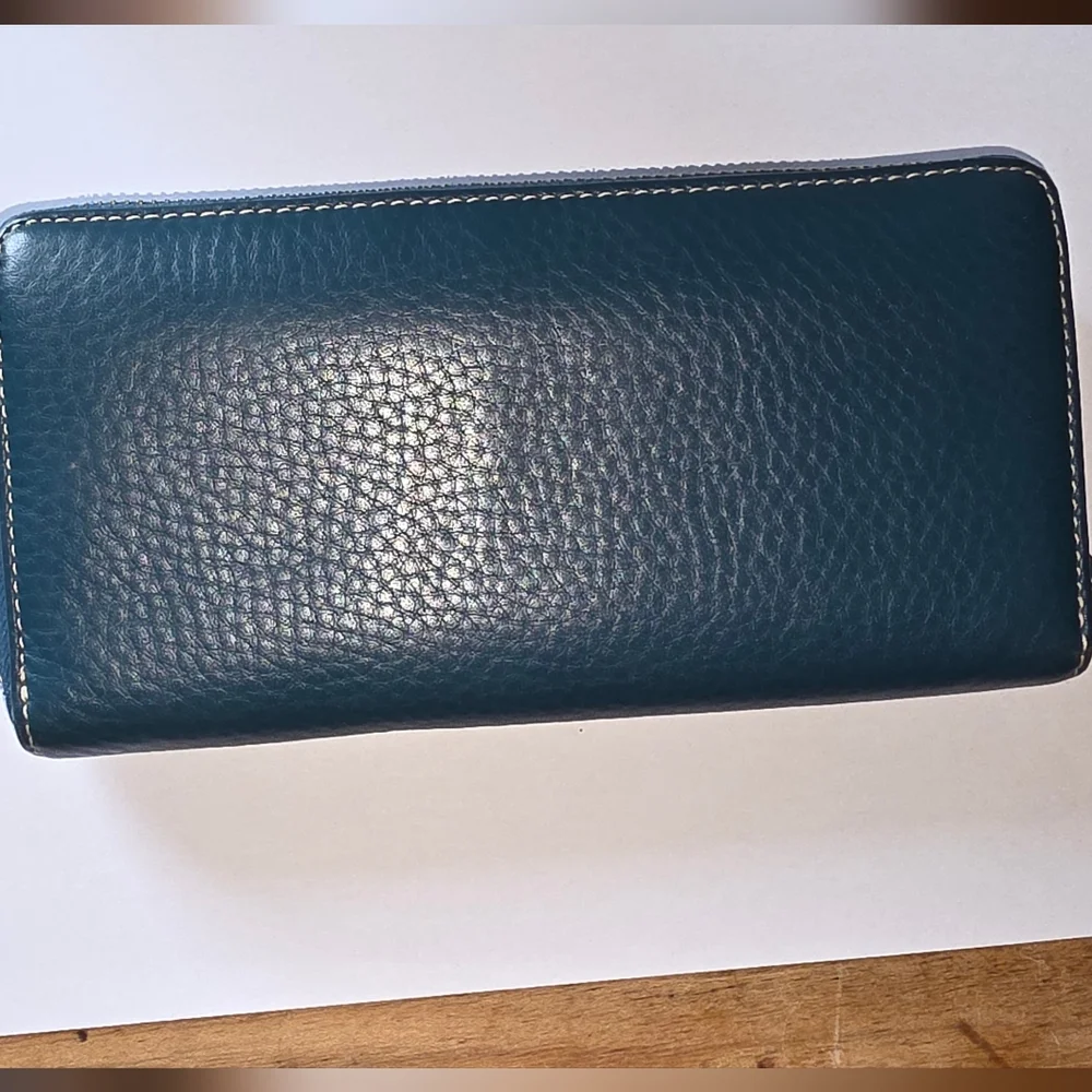 Coach TEAL LEATHER Zipper Wallet - Picture 2 of 4